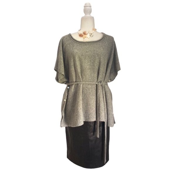 Portolano Wool Cashmere Sweater Top With Waist Tie - Picture 1 of 8